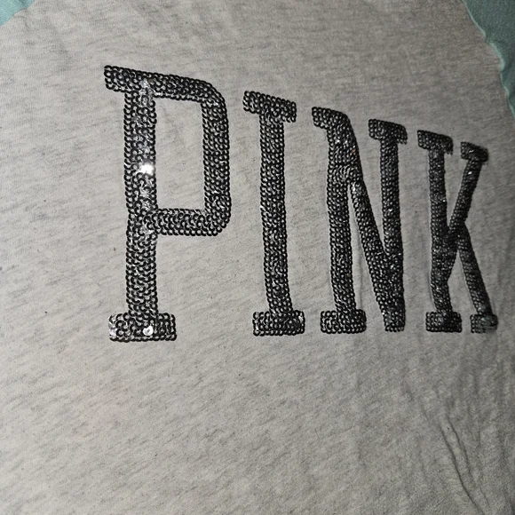 PINK Victoria's Secret Kids Raglan Sleeve Shirt - Gray and Blue - Picture 6 of 9